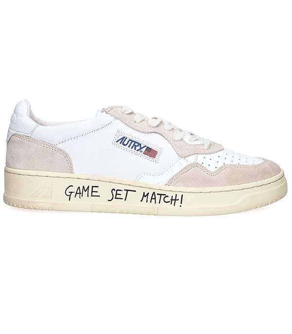 Baskets Low Leather & Suede White Game Set Match Autry