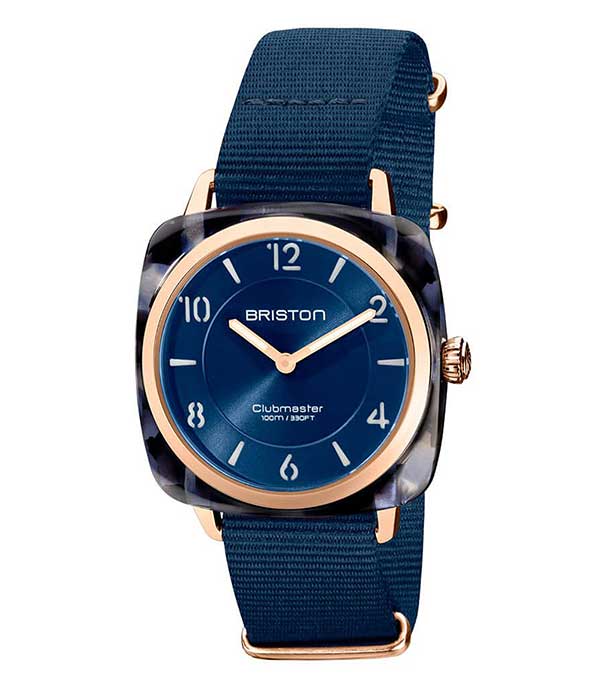 Clubmaster Chic pink gold acetate watch - Midnight blue Briston