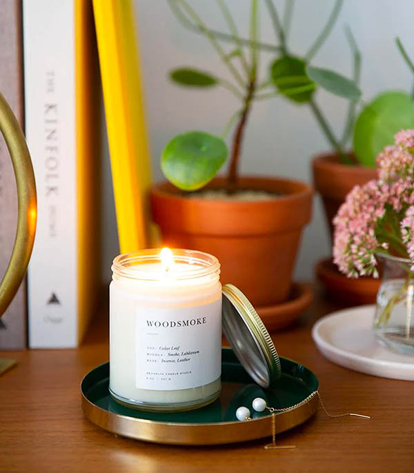 Minimalist Woodsmoke scented plant candle Brooklyn Candle Studio