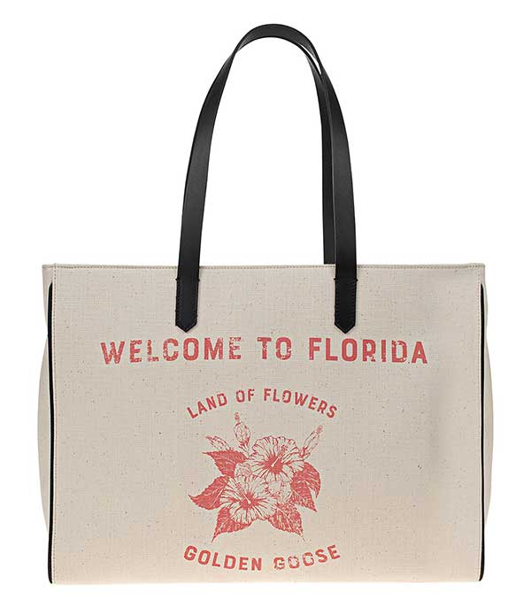 Sac cabas California Bag E-W Welcome to Florida Golden Goose