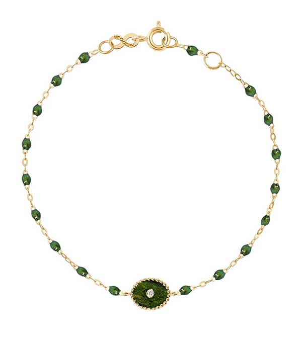 Bracelet Etoile du Nord or jaune, perles de résine et diamant Gigi Clozeau