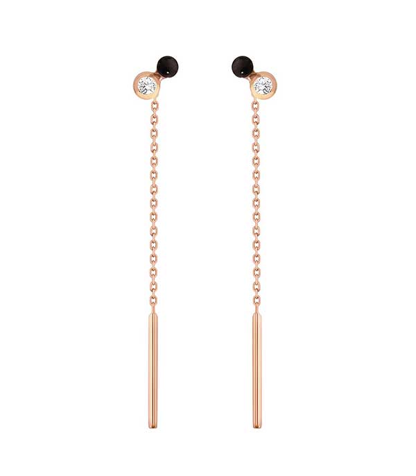 Boucles d'oreilles Dot, Or Rose, Résine et Diamant Gigi Clozeau