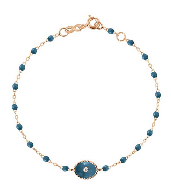 Bracelet Etoile du Nord or rose, perles de résine et diamant Gigi Clozeau