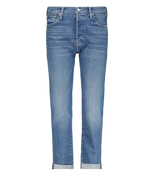 Jean The Scrapper Cuff Ankle Fray Bleu Mother