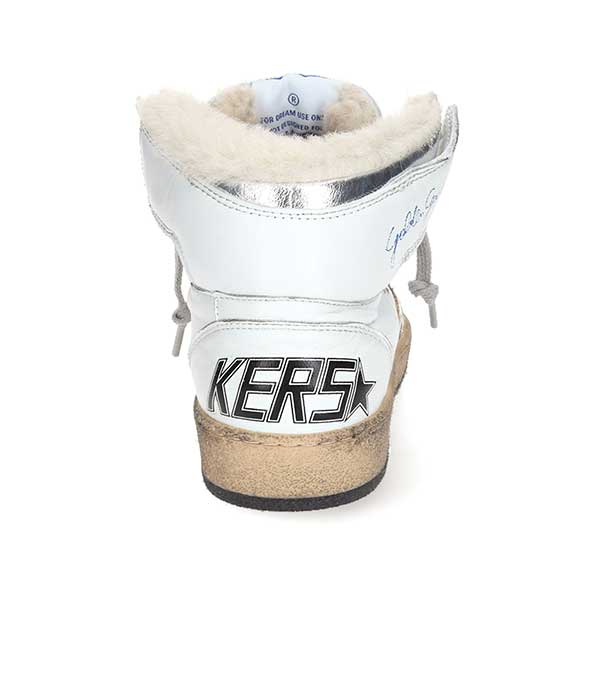 Baskets Homme Sky-Star en cuir blanc et doublure mouton Golden Goose