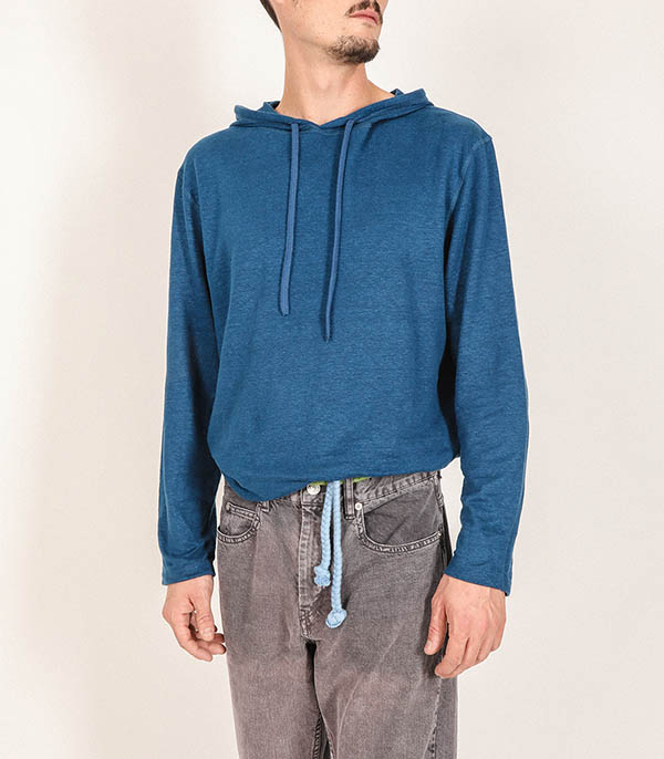 Sweat-shirt Homme en lin indigo Majestic Filatures