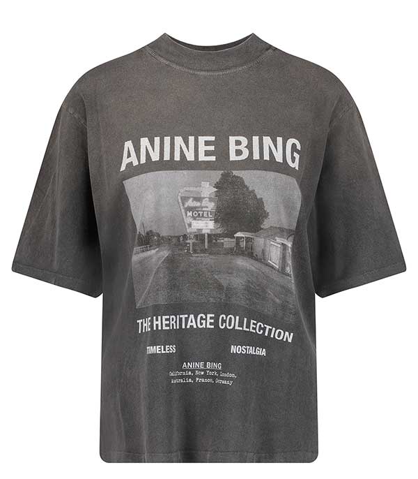 Tee-Shirt Wes Tee Motel Washed Black Anine Bing