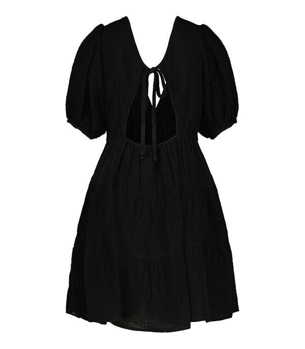 Nissa Black cotton gauze dress Xirena