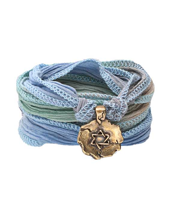 Bracelet lien de soie Charm Etoile de David Bronze Catherine Michiels