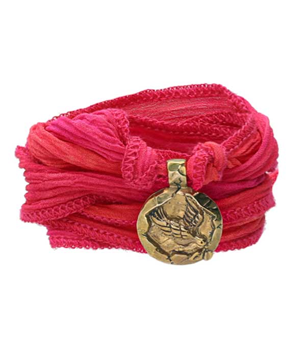 Bracelet lien de soie Charm Sundar Bronze  Catherine Michiels