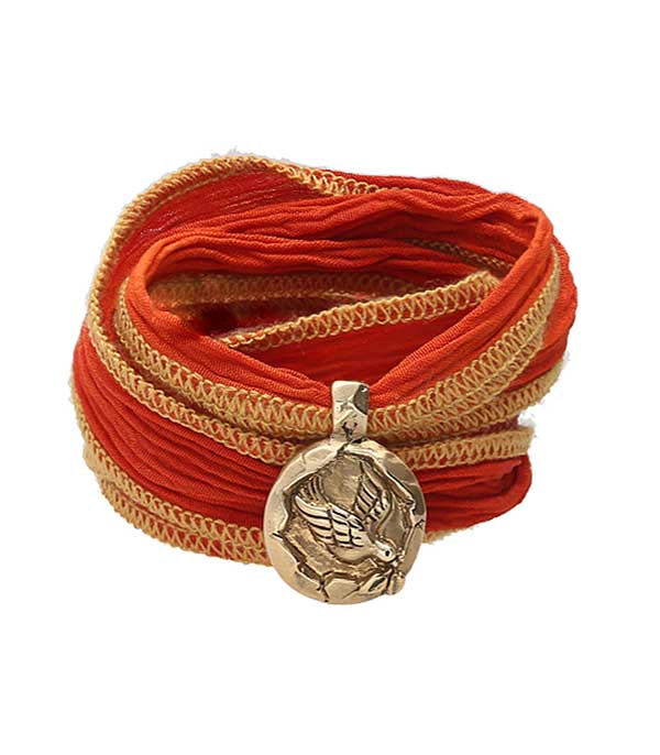Bracelet lien de soie Charm Sundar bronze  Catherine Michiels