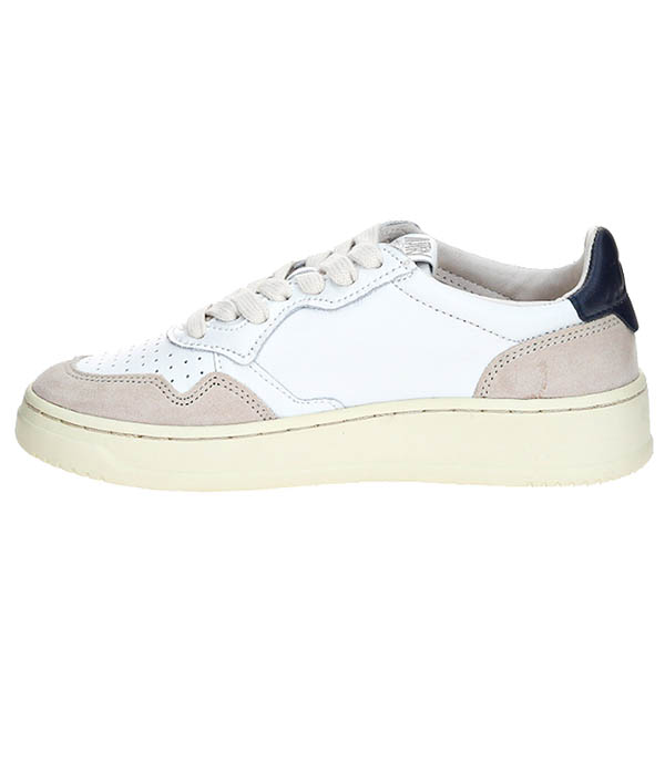 Baskets homme Medalist Cuir Suede Blanc/Navy Blue Autry