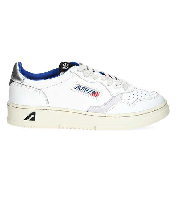 Baskets Medalist Low Cuir White/Silver/Black Autry