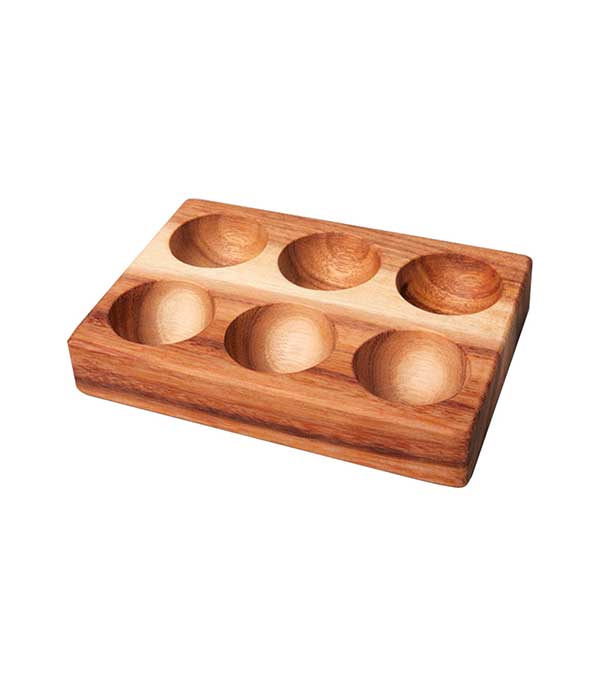 Acacia wood tray with 6 eggs Be Home
