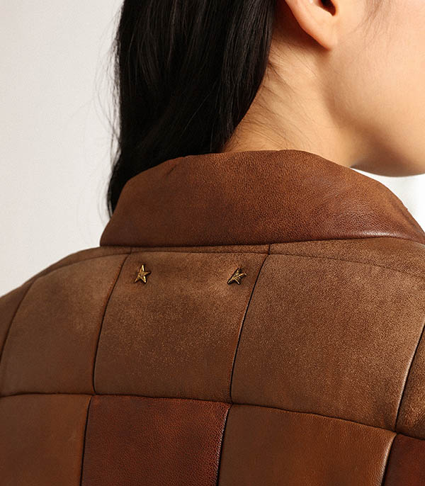 Bombers Febe Collection Journey en cuir patchwork vieilli Golden Goose