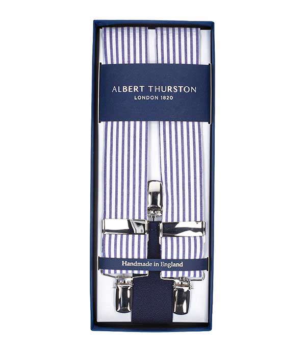 Sutting 3 Clip Blue and White Stripes Albert Thurston
