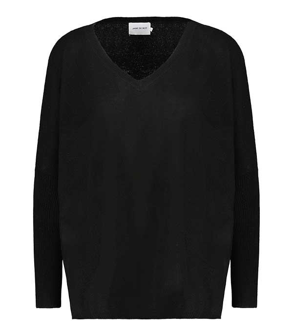 Pull Camille à col V en cachemire Noir Jane de Boy