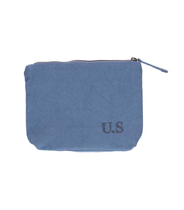 Blue canvas zippered pouch x Jane de Boy Sac U.S