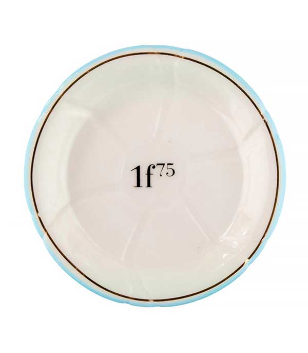 1f75 light blue / gold porcelain saucer Bonnecaze