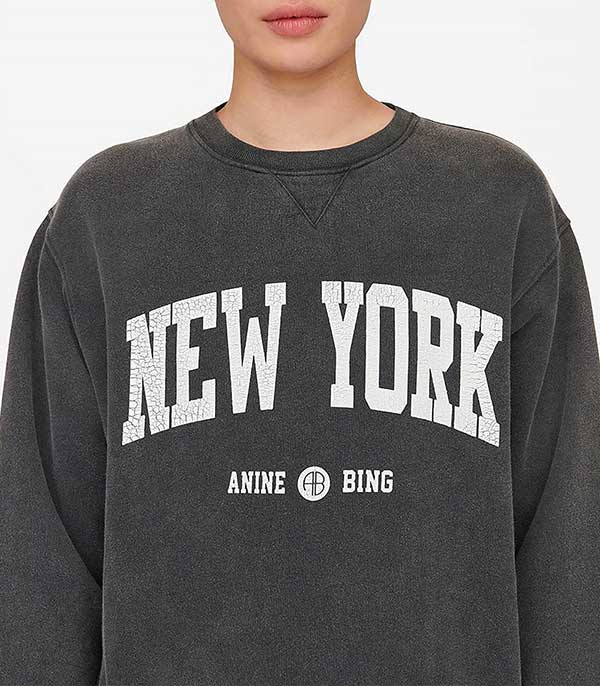 Sweat-shirt Ramona University New York en coton bio Anine Bing