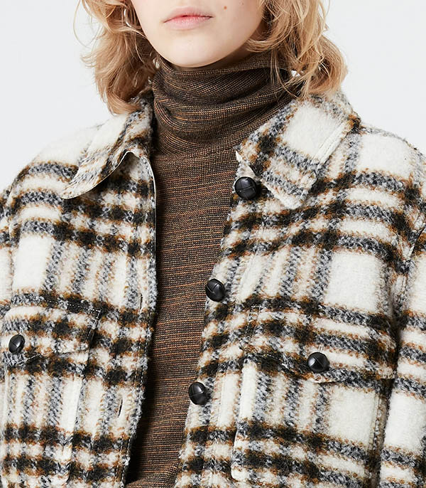 Blouson Leiko à carreaux Ecru Marant Étoile
