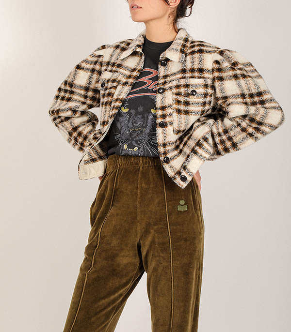 Blouson Leiko à carreaux Ecru Marant Étoile