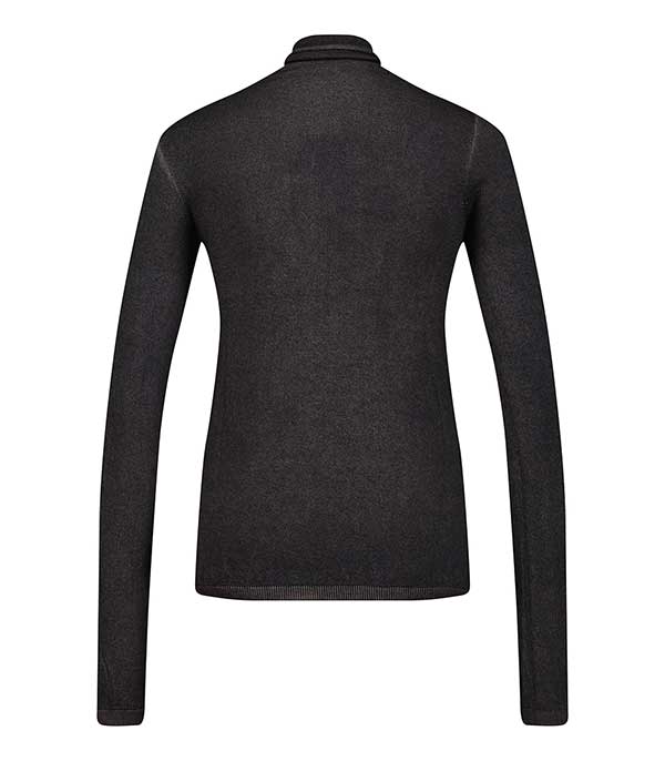 Pull col roulé manches longues Noir Majestic Filatures