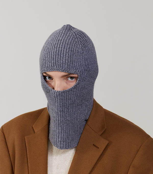 Smoke cashmere and merino wool balaclava Le Bonnet Amsterdam