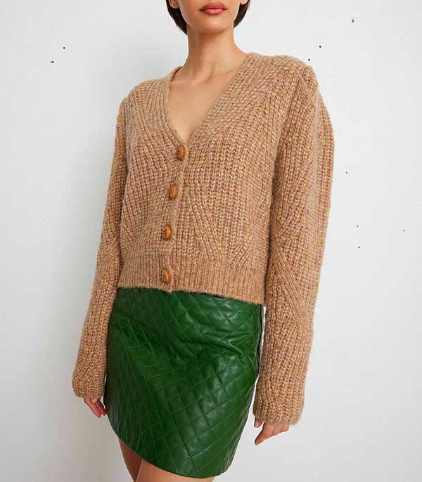 Cardigan en laine et alpaga Guillaumine Beige  Idano