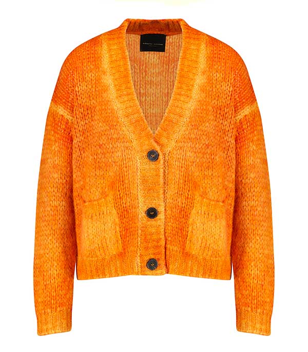 Cardigan en laine Boxy Spray Arancione  Roberto Collina