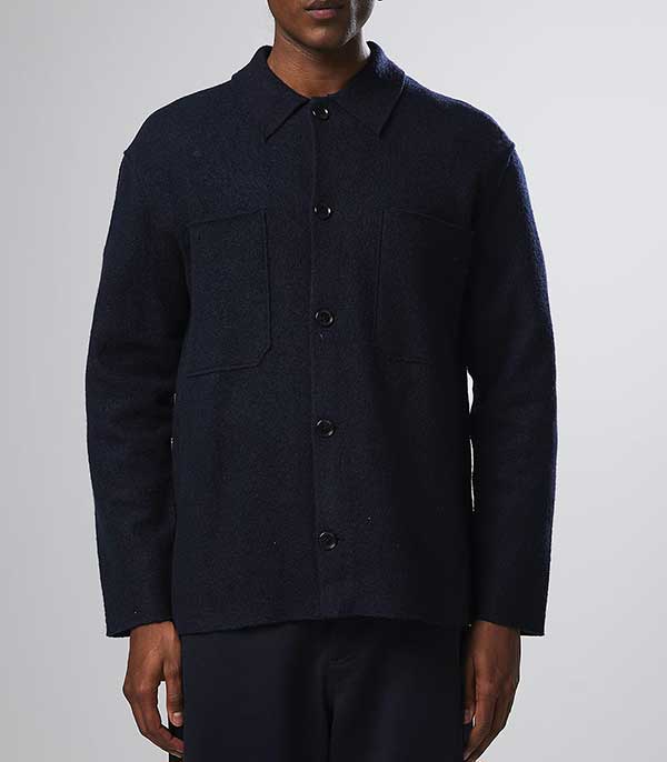 Jonas Navy Blue Men's Merino Wool Overshirt NN07