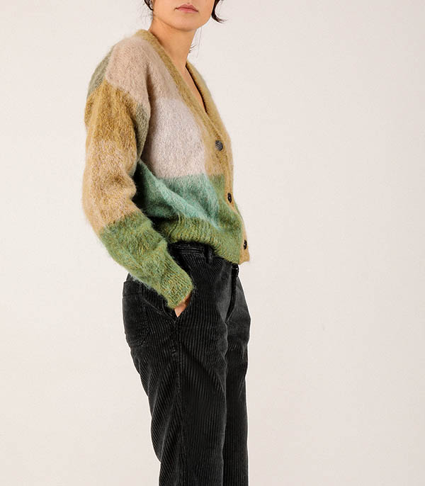 Cardigan Intarsio Verdino Roberto Collina