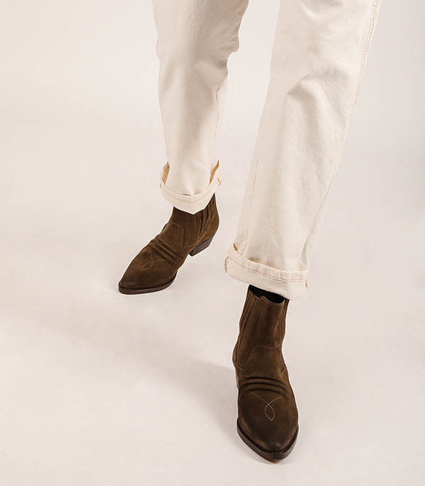 Boots en cuir suédé Rose Kaki Fury London