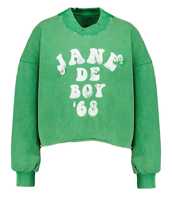 Sweat-shirt Porter Cropped Jane de Boy' 68 Vert gazon Newtone