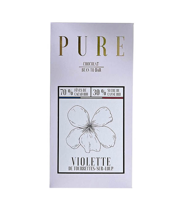 Organic Chocolate Bar with Violet from Tourrettes-sur-Loup PURE
