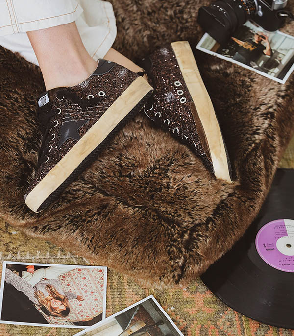 Baskets Super-Star Glitter Coffee Golden Goose