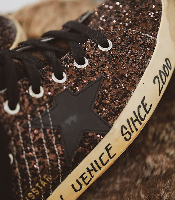 Baskets Super-Star Glitter Coffee Golden Goose