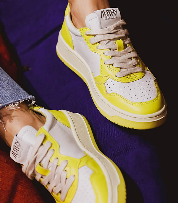 Baskets Medalist Low en cuir Blanc/Jaune Autry