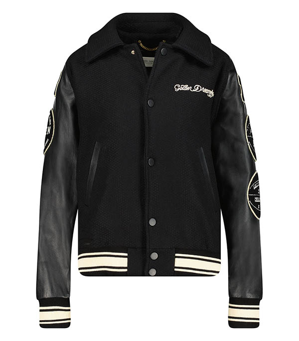 Veste bomber homme Golden Laine et Patchs Noir Golden Goose