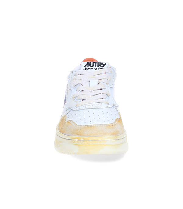 Baskets Super Vintage Low Blanc et Orange Autry