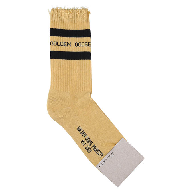 Dark Sand/Black striped high socks Golden Goose