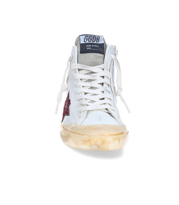 Baskets Francy Nabuk Cuir suédé et Étoile Bordeaux Glitter Golden Goose