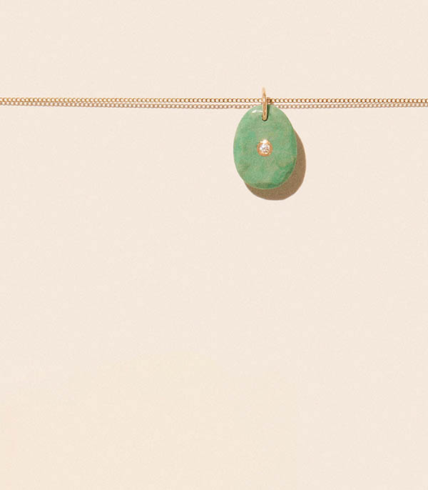 Orso n°1 Yellow Gold and Turquoise Necklace Pascale Monvoisin
