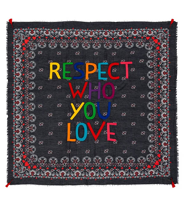 Étole Rispetto Noire Respect Who You Love Faliero Sarti