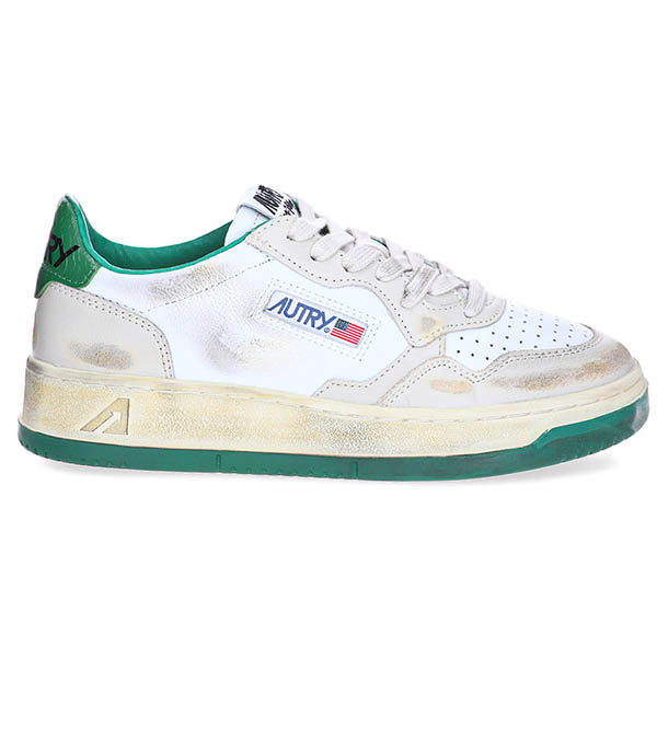 Baskets Sup Vintage Low Cuir White/Ivoire/Green Autry