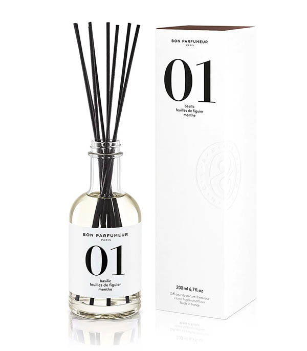 Home fragrance diffuser 01 Basil, Fig leaves and Mint 200 ml Bon Parfumeur