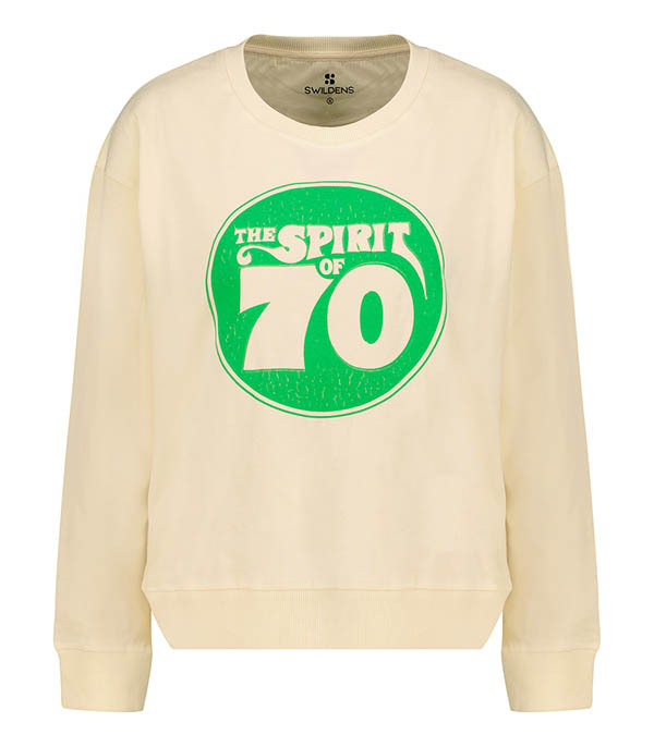 Sweat-shirt Mardi 70's Ecru/Vert x Jane de Boy Swildens