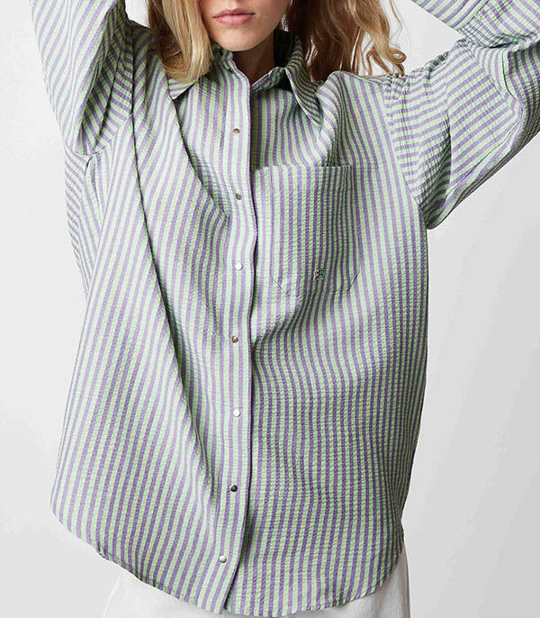 Chemise à rayures Again Hockney Vert/Violet Roseanna