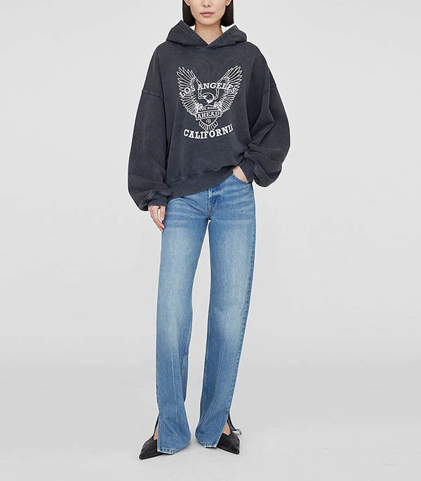 Hoodie Alec White Eagle Washed Black Anine Bing