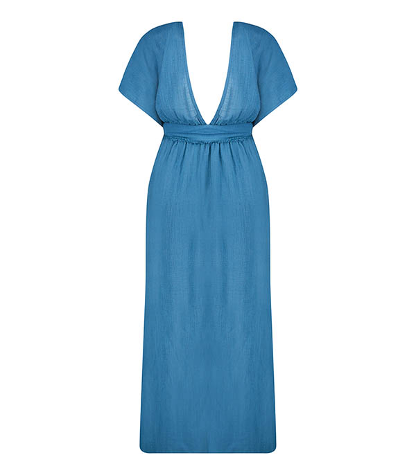 Robe longue Empire Pétrole Maison Saint Julien